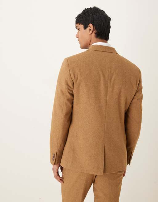 Chaqueta de traje marrón de corte slim de mezcla de lana de ASOS DESIGN, 3 de 5