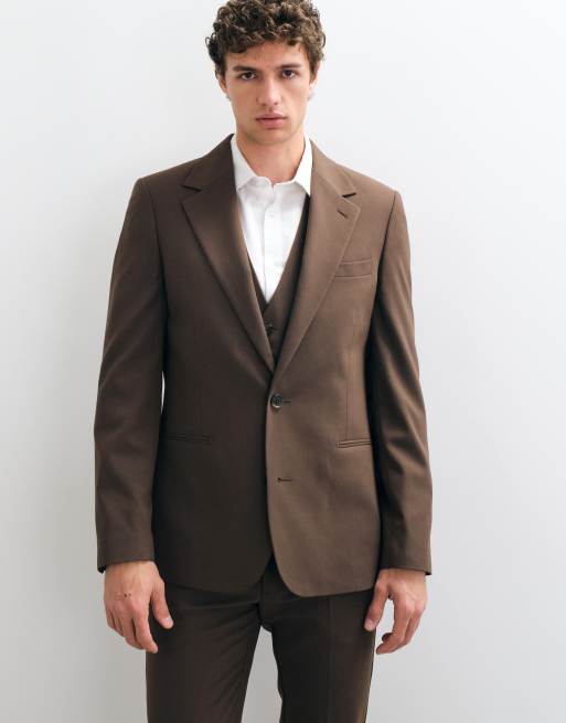 Chaqueta de traje marrón oscuro entallada de ASOS DESIGN, 5 de 5