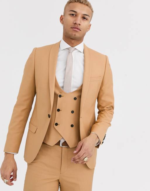 Traje de corte muy ajustado en camel de Twisted Tailor , 3 de 4