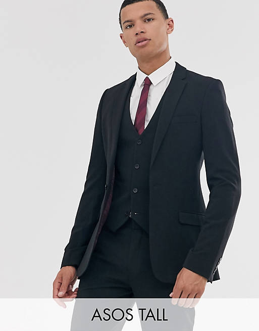 Chaqueta de traje muy ajustada en negro de ASOS DESIGN Tall