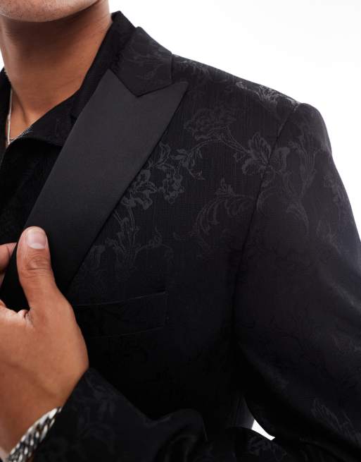 Chaqueta de traje negra con acabado efecto purpurina de Twisted Tailor (parte de un conjunto), 4 de 5