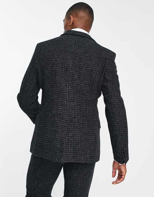 Chaqueta de traje negra con estampado de pata de gallo de corte slim de tweed Harris de Noak, 2 de 4