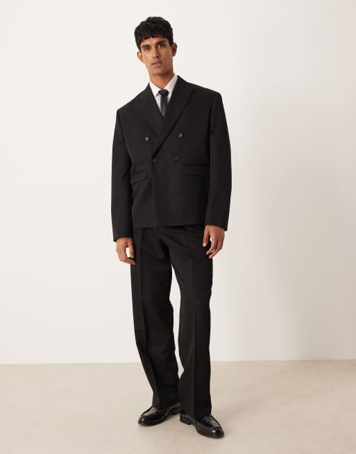 Chaqueta de traje negra de corte cuadrado con doble botonadura de ASOS DESIGN, 2 de 5