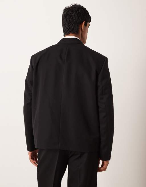 Chaqueta de traje negra de corte cuadrado con doble botonadura de ASOS DESIGN, 3 de 5