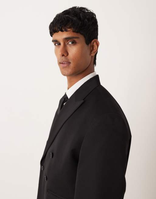 Chaqueta de traje negra de corte cuadrado con doble botonadura de ASOS DESIGN, 4 de 5