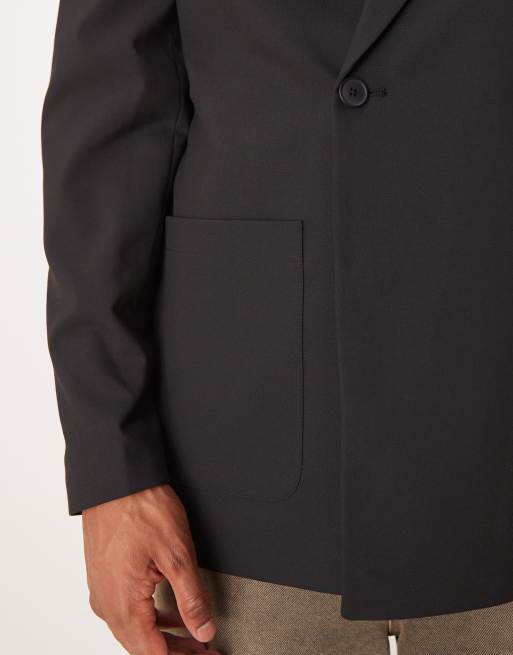 Chaqueta de traje negra de corte cuadrado holgado con doble botonadura de ASOS DESIGN, 3 de 5