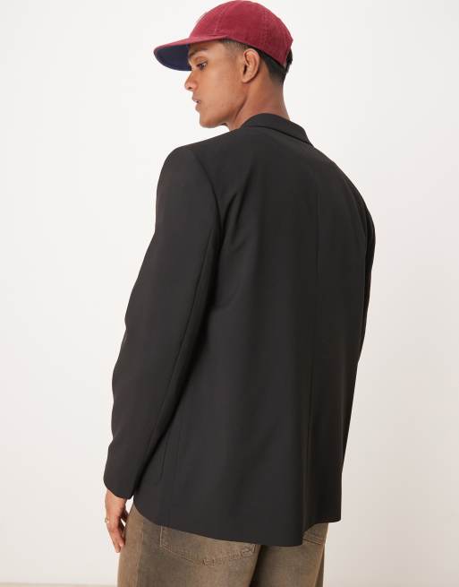 Chaqueta de traje negra de corte cuadrado holgado con doble botonadura de ASOS DESIGN, 5 de 5