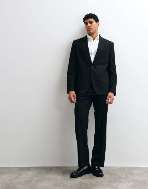 Chaqueta de traje negra de corte estándar con doble botonadura de ASOS DESIGN, 2 de 5
