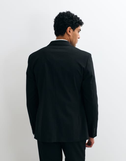Chaqueta de traje negra de corte estándar con doble botonadura de ASOS DESIGN, 5 de 5