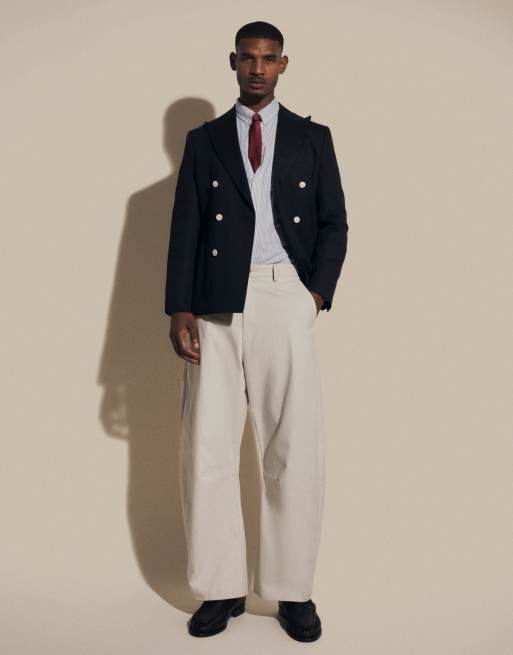 Traje negro de corte slim con doble botonadura de tejido rico en lino Mix & Match de ASOS DESIGN, 2 de 3