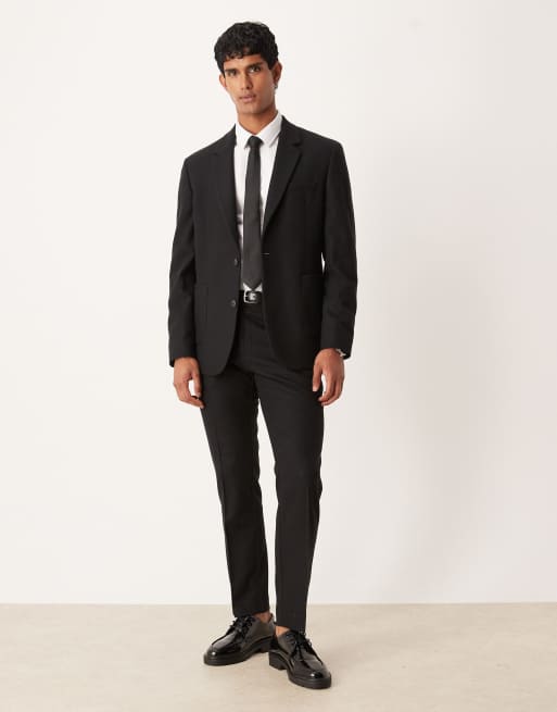 Chaqueta de traje negra de corte slim de mezcla de lana de ASOS DESIGN, 2 de 5
