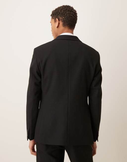 Chaqueta de traje negra de corte slim de tejido con lana de ASOS DESIGN, 3 de 5