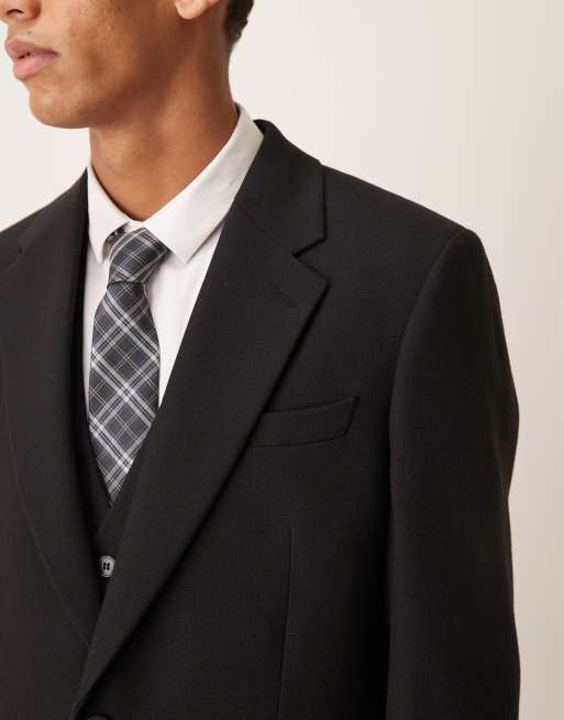 Chaqueta de traje negra de corte slim de tejido con lana de ASOS DESIGN, 5 de 5