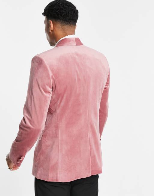 Chaqueta de traje rosa entallada de botonadura simple de de | ASOS