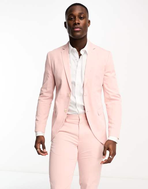 Chaqueta de traje rosa pastel de corte slim de Jack & Jones Premium