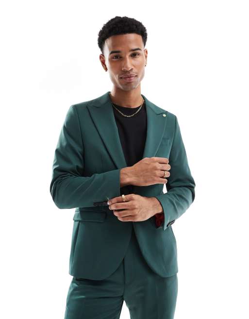Chaqueta de traje verde bosque entallada Buscot de Twisted Tailor (parte de un conjunto)