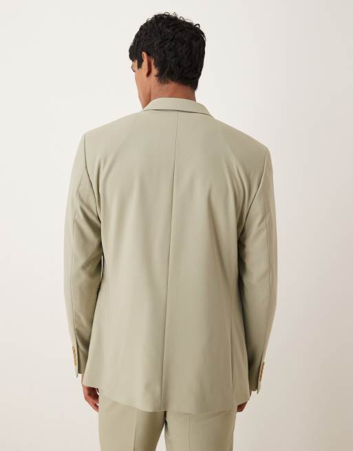 Chaqueta de traje verde claro de corte estándar con doble botonadura de ASOS DESIGN, 3 de 5