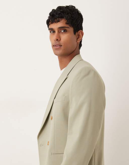 Chaqueta de traje verde claro de corte estándar con doble botonadura de ASOS DESIGN, 4 de 5