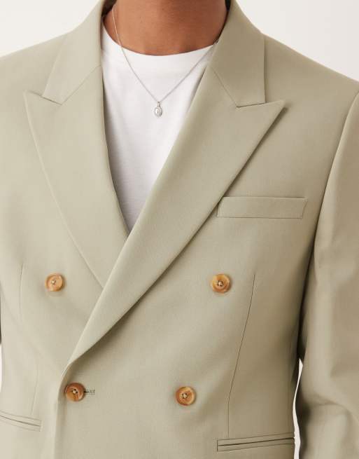 Chaqueta de traje verde claro de corte estándar con doble botonadura de ASOS DESIGN, 5 de 5