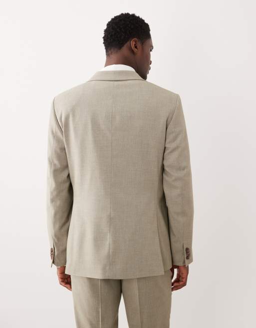 Chaqueta de traje verde claro melange de corte slim con doble botonadura de ASOS DESIGN, 3 de 5