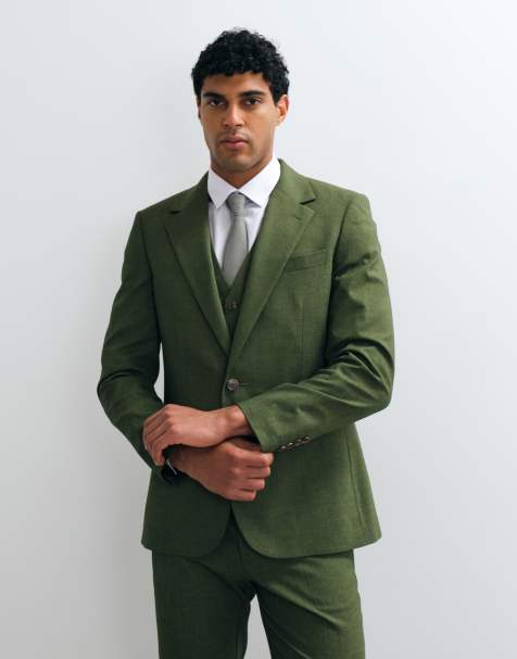 Chaqueta de traje verde de corte entallado de ASOS DESIGN - view 1