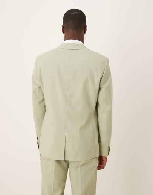 Chaqueta de traje verde de corte slim de tejido efecto lino de ASOS DESIGN, 4 de 5