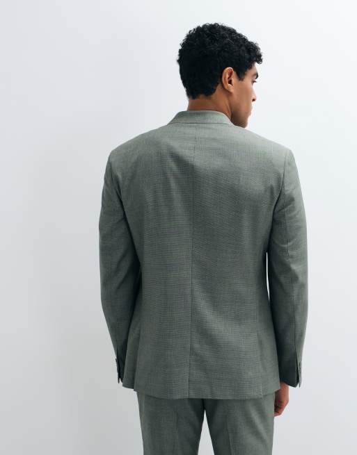 Chaqueta de traje verde medio lavable de corte slim de mezcla de lana de ASOS DESIGN, 2 de 5