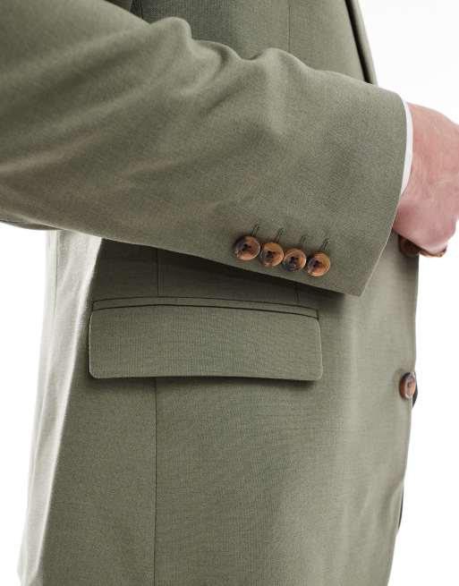 Chaqueta de traje verde oliva de corte slim de ASOS DESIGN, 4 de 5