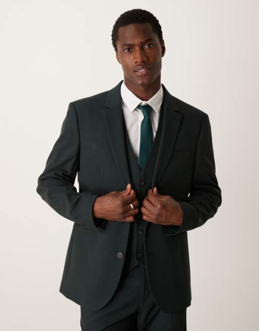 Chaqueta de traje verde oscuro de corte slim de ASOS DESIGN