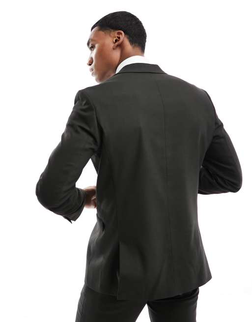 Chaqueta de traje verde oscuro de corte slim de mezcla de lana de Selected  , 4 de 5