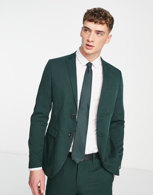 Chaqueta de traje verde oscuro de corte superslim de Jack Jones Premium