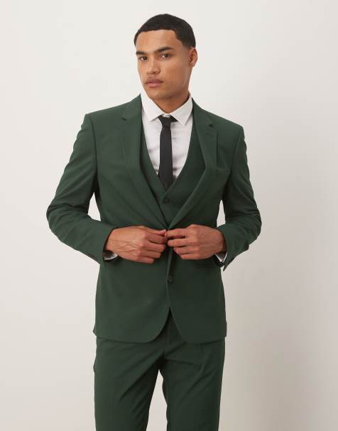Chaqueta de traje verde oscuro entallada de ASOS DESIGN - view 1