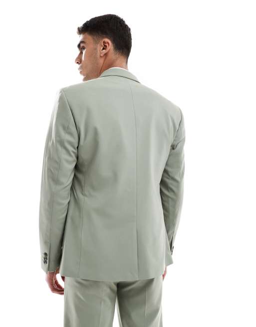 Chaqueta de traje verde salvia de corte estándar con doble botonadura de ASOS DESIGN, 2 de 5