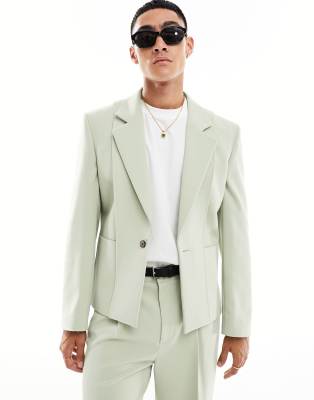 Chaqueta de traje verde salvia de corte slim con detalle de paneles de ASOS DESIGN - view 1