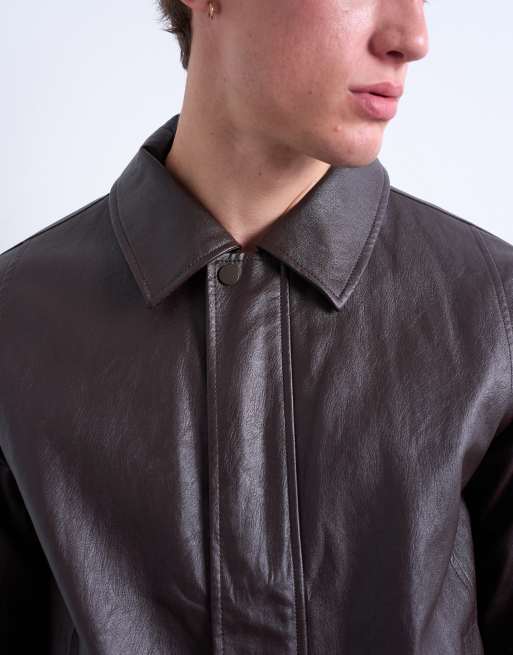Chaqueta de vestir burdeos de cuero sintético de Topman, 3 de 5