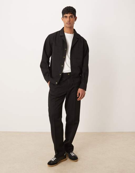 Chaqueta de vestir negra estilo camisa con cuello de solapas de ASOS DESIGN (parte de un conjunto), 2 de 5
