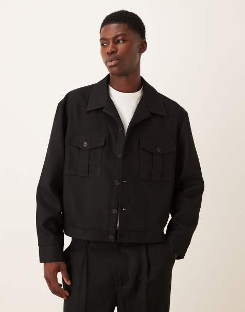 Chaqueta de vestir negra estilo camisa de ASOS DESIGN (parte de un conjunto) - view 1