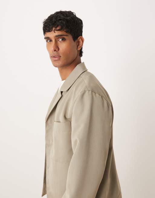 Chaqueta de vestir verde salvia estilo camisa con cuello de solapas de ASOS DESIGN (parte de un conjunto), 4 de 5