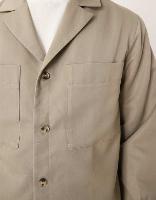 Chaqueta de vestir verde salvia estilo camisa con cuello de solapas de ASOS DESIGN (parte de un conjunto), 5 de 5