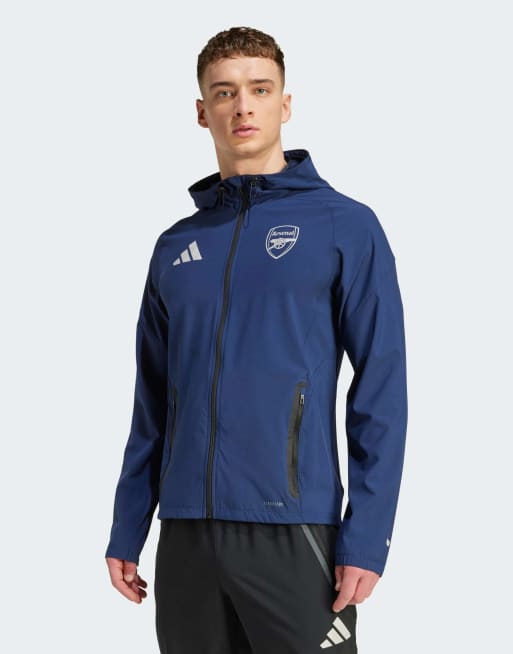 Chaqueta de viaje azul añil nocturno con diseño del Arsenal Tiro 25 Competition Vis Tech Travel de adidas Performance