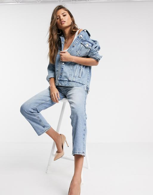 Chaqueta denim extragrande en azul medio de Mango