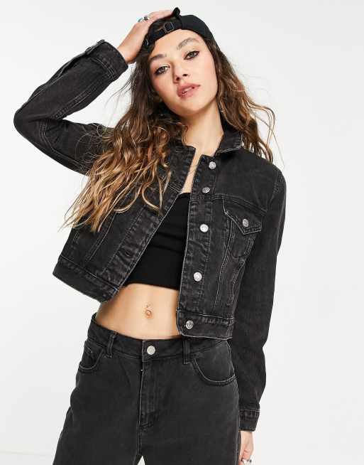 novela Ceder el paso rueda Chaqueta denim negra lavada Tilda de Topshop | ASOS