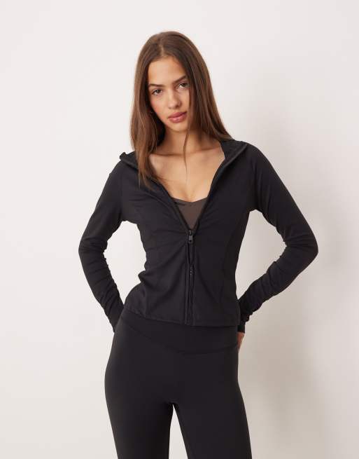 Chaqueta deportiva negra para yoga sin costuras con cremallera Mix & Match de Gina Tricot