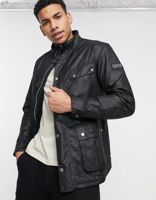 Chaqueta encerada Duke de corte slim en negro de Barbour | ASOS