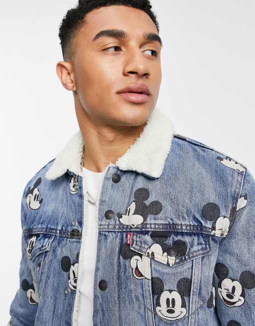 Chaqueta estilo camionero de sherpa con diseño de Mickey Mouse de