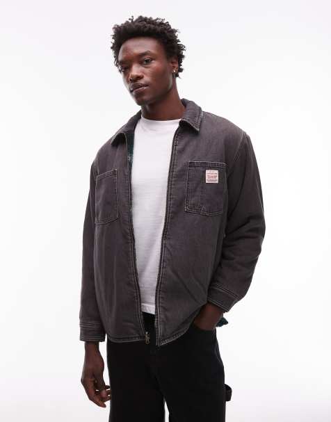 Chaqueta estilo camisa con diseño reversible de denim con lavado negro y borreguito a cuadros de la colección cápsula Workwear de Levi's - view 1