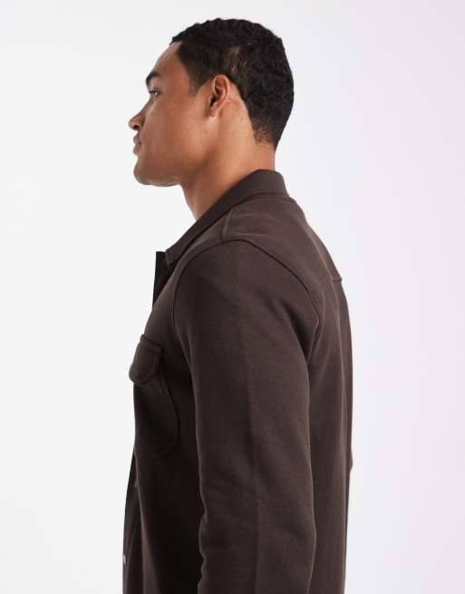 Chaqueta estilo camisa marrón chocolate con botones y bolsillos delanteros de Threadbare, 4 de 5