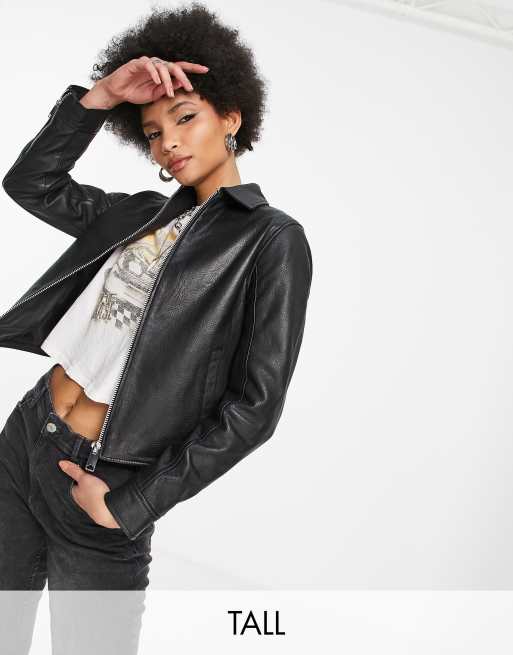 Chaqueta estilo entrenador de cuero auténtico de Barney's Originals Tall