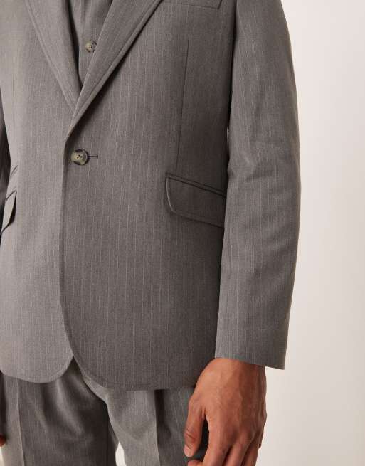 Chaqueta gris carbón de corte slim con raya diplomática de ASOS DESIGN, 5 de 5
