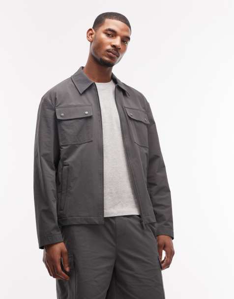 Chaqueta gris carbón estilo camisa de tejido elástico en cuatro direcciones MotionMAX™ de ASOS DESIGN (parte de un conjunto) - view 1